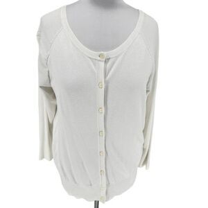 White‎ Long Sleeve Button Front Cardigan Knit Sweater SZ 14/16